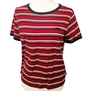 VANS Burgundy Striped Ringer T-shirt size XL